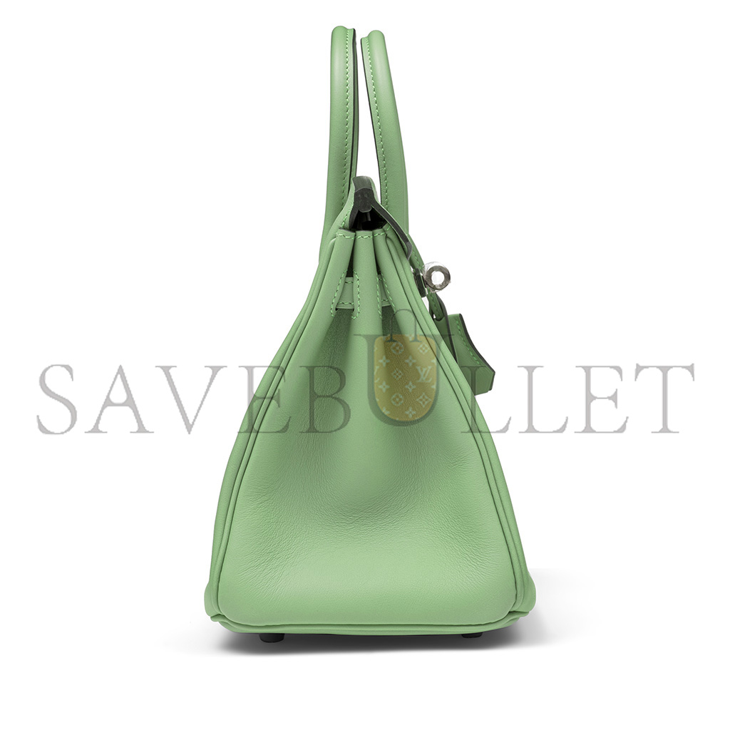 H**mes birkin 25 swift leather avocado green silver buckle bag h049362ck05 (25*20*13cm)